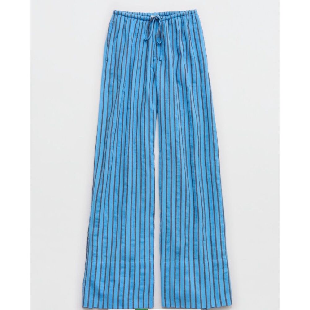NEW Aerie AE Women's XXS XS Day-Off Pants Wide leg Pull on blue brown striped